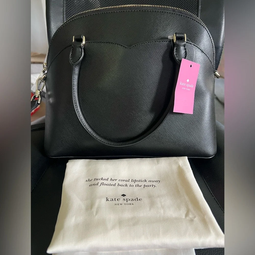 NWT Kate Spade Payton Medium Dome Satchel Bag Black with Crossbody & Dust Bag - Picture 14 of 16